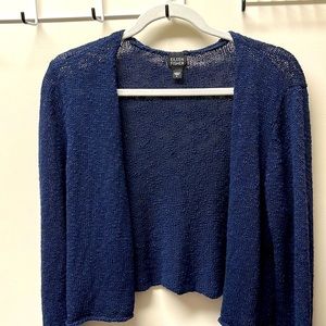 Eileen Fisher Navy cotton & nylon shrug. Long sleeve